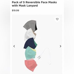 O-Calm Reversible Cloth Face Mask, 5 Assorted Color Masks with 1 mask strap, NWT
